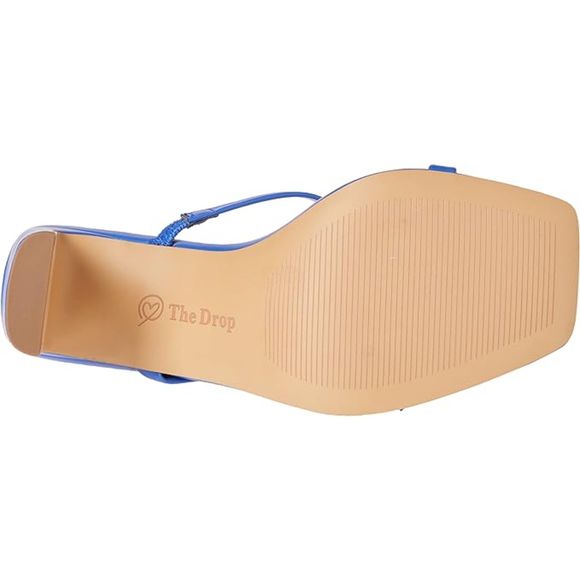 Women's Avery Square Toe Two Strap High Heeled Dazzling Blue Sandal - Picture 3 of 5